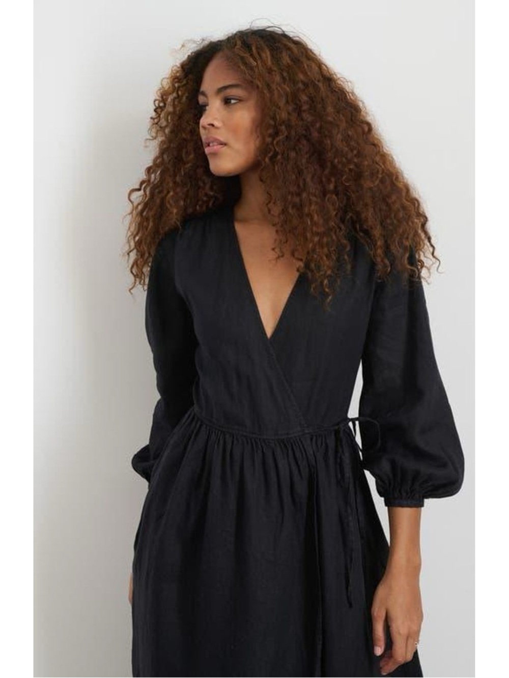 Alex Mill Black Midi Wrap-Style Dress size small - Picture 2 of 10